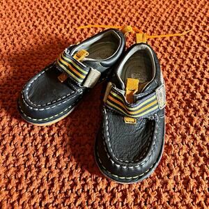 Stride Rite Medallion Collection Toddler Leather Loafers Blue/Gray/Orange 6.5M